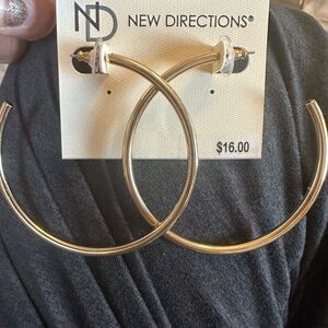 New Directions Shiny Gold Hoop Earrings